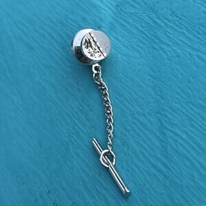 Anson Sterling Silver Matte Finish Round Vintage Tie Tack Patina Tarnish